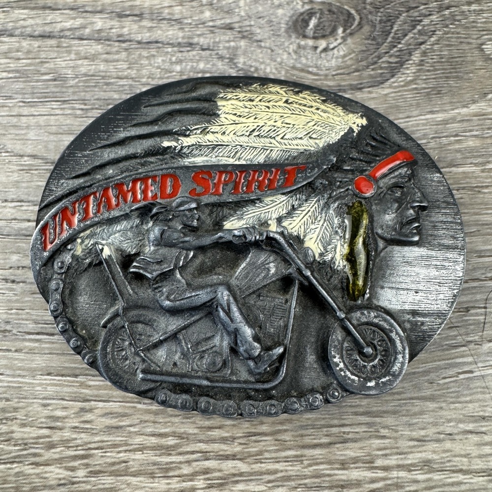 Siskiyou Belt Buckle Mens Silver Pewter Motorcycle 'Untamed Spirit' 1985